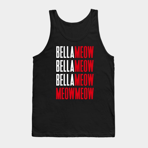 Bella Meow Black Tank Top by The Fat Cat Studio